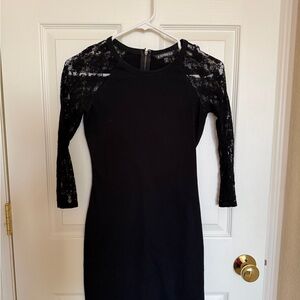 Express Black Lace Long Sleeve Dress